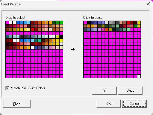 The Load Palette window in GraphicsGale