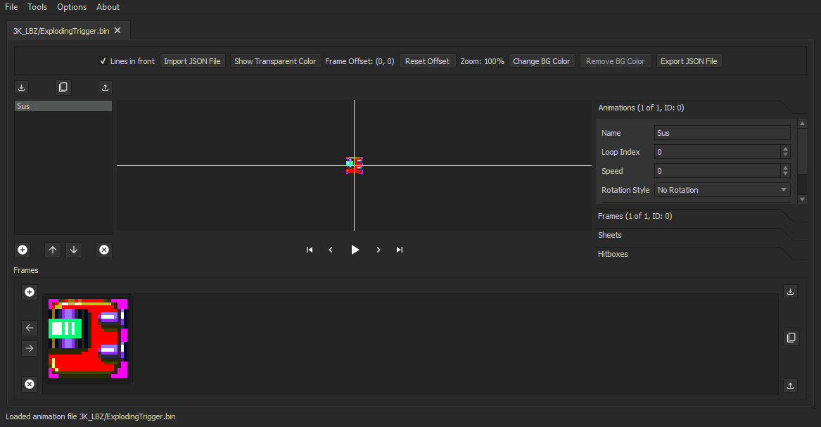 The Sus animation viewed in RetroED
